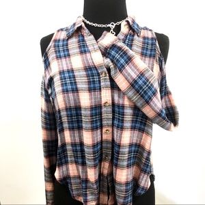 Plaid cold shoulder Wild Blue Sadie Robertson top
